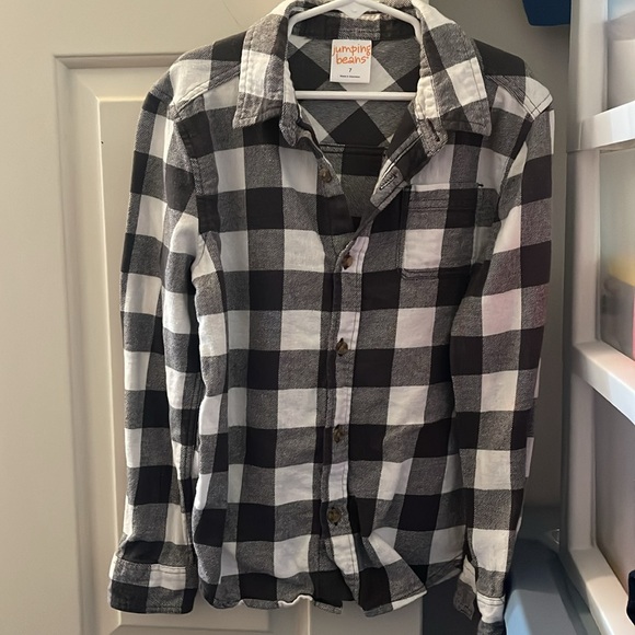 Black and White Plaid Button-Up Shirt - Picture 2 of 3